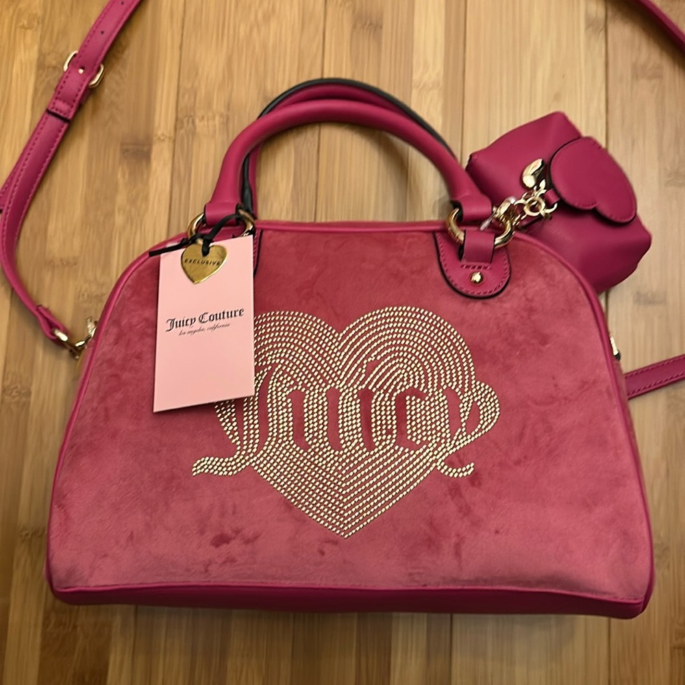 Juicy Couture Pink Satchel Bag with Metallic Hardware